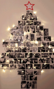 Use fotos de seus melhores momentos para montar sua árvore de natal.